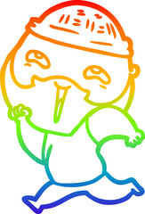 rainbow gradient line drawing cartoon happy bearded man