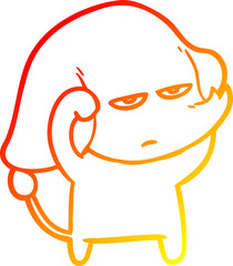 warm gradient line drawing annoyed cartoon elephant