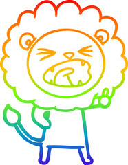 rainbow gradient line drawing cartoon lion