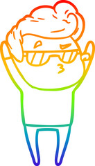 rainbow gradient line drawing cartoon cool guy