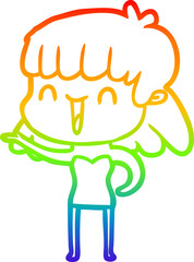 rainbow gradient line drawing cartoon woman