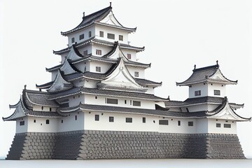 The flat illustration of Japanese castle, generative design contents  by Midjourney