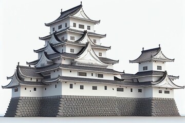 The flat illustration of Japanese castle, generative design contents  by Midjourney