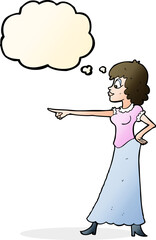 cartoon woman pointing finger with thought bubble