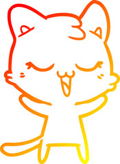warm gradient line drawing happy cartoon cat
