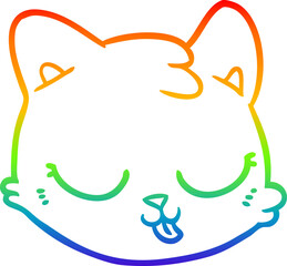 rainbow gradient line drawing cartoon cat face