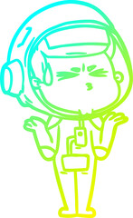 cold gradient line drawing cartoon stressed astronaut