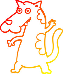 warm gradient line drawing cartoon dog