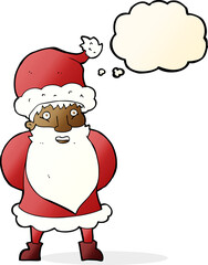 cartoon santa claus with thought bubble