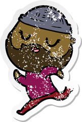 distressed sticker of a cartoon man with beard