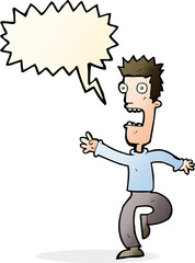 cartoon shrieking man with speech bubble