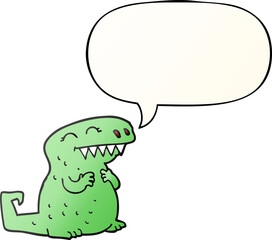 cartoon dinosaur and speech bubble in smooth gradient style
