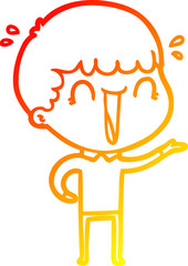 warm gradient line drawing laughing cartoon man
