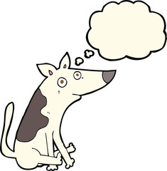 cartoon dog with thought bubble