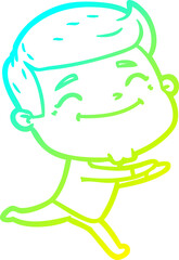 cold gradient line drawing happy cartoon man