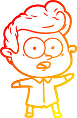 warm gradient line drawing cartoon staring man