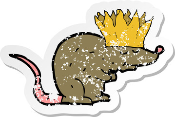 retro distressed sticker of a king rat cartoon
