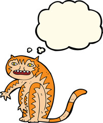 cartoon tiger with thought bubble
