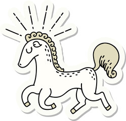 sticker of tattoo style prancing stallion