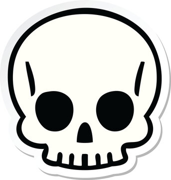 sticker of a quirky hand drawn cartoon skull