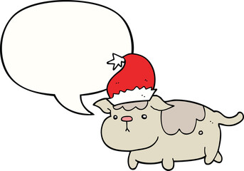 cute christmas dog and speech bubble