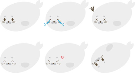 ゆるかわなアザラシ6種セット　カラー © ベルベットR