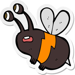 sticker of a cartoon frightened bee