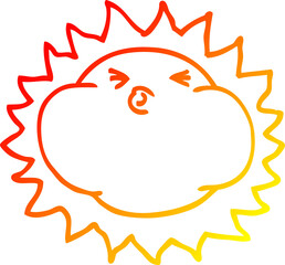 warm gradient line drawing cartoon shining sun