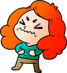 gradient cartoon of cute kawaii girl