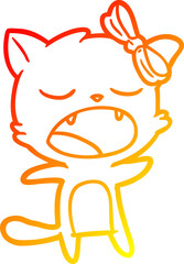 Obraz premium warm gradient line drawing cartoon singing cat