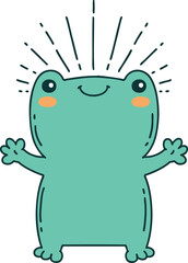 traditional tattoo style happy frog