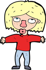 cartoon girl looking upwards