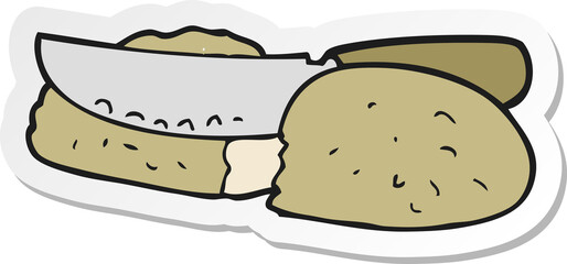 sticker of a cartoon slicing bread