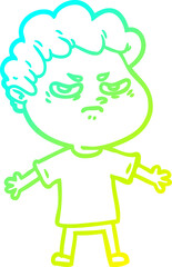 cold gradient line drawing cartoon angry man