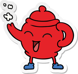 sticker cartoon doodle of a blue tea pot