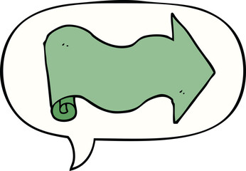 cartoon arrow and speech bubble