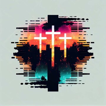 Christian cross Easter three crosses