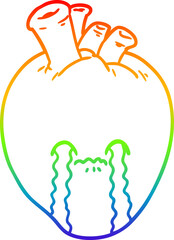 rainbow gradient line drawing cartoon heart