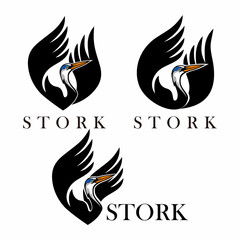 stork bird logo designs vector