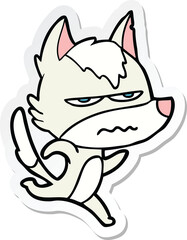 sticker of a cartoon annoyed wolf