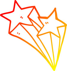 warm gradient line drawing cartoon shooting stars