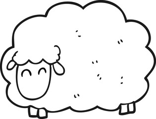black and white cartoon sheep