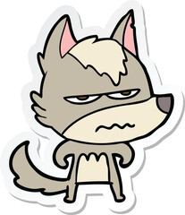 sticker of a cartoon annoyed wolf