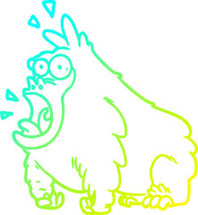 cold gradient line drawing cartoon shouting gorilla