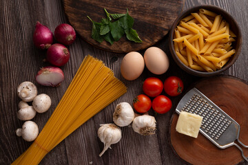 pasta and ingredients
