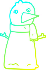 cold gradient line drawing cartoon snowman