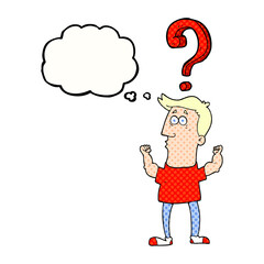 thought bubble cartoon man with question