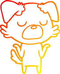warm gradient line drawing cartoon dog shrugging shoulders