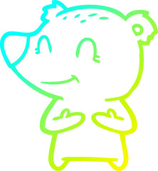 cold gradient line drawing friendly bear cartoon