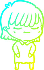 cold gradient line drawing cartoon woman
